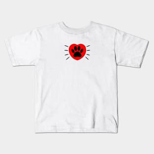 Dog Lover Heart And Paw Print Kids T-Shirt